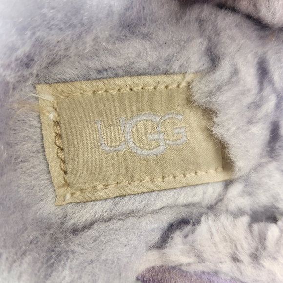 UGG Womens Discoquette Slipper 7 Purple Leather Shearling House Shoes Cozy Clogs - Picture 3 of 11